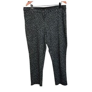 Chico's Leopard Print Pull On Pants Womens 3 XL Grey Black Stretch 17211746